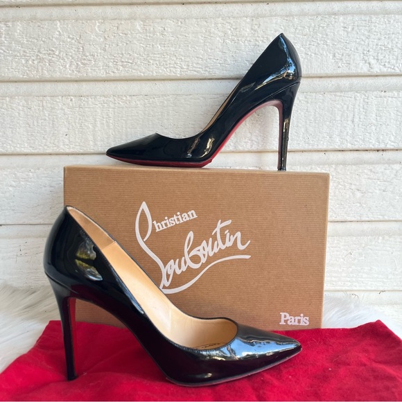 Christian Louboutin Shoes - CHRISTIAN LOUBOUTIN Pigalle 100 Black Patent Follie So Kate Heels sz. 39